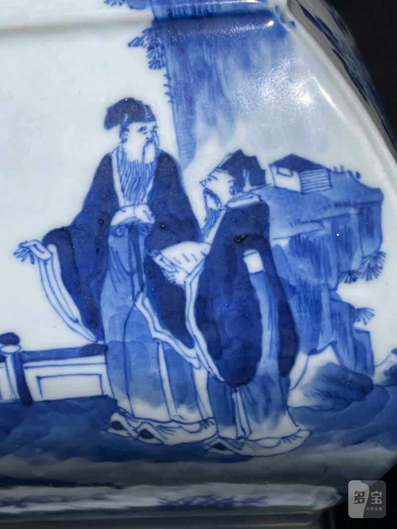清中期 青花人物纹方瓶一对 - 图19